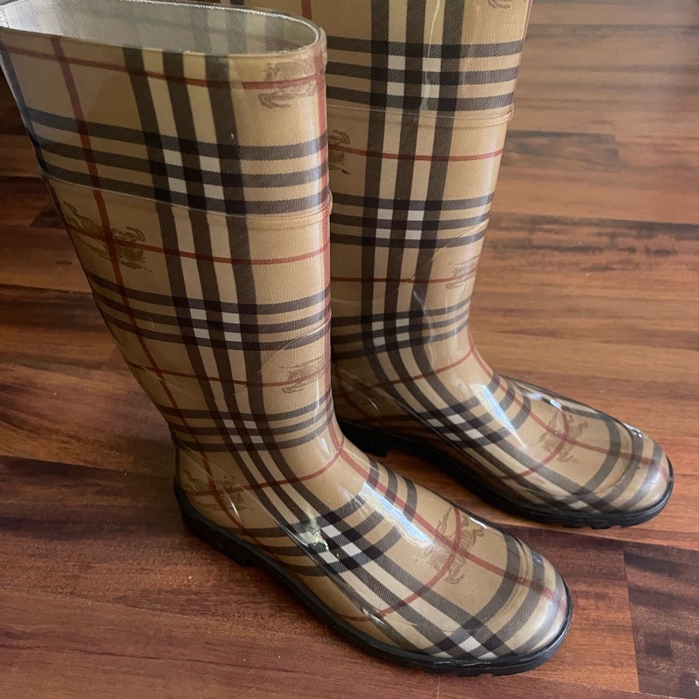 High top Burberry rain boots